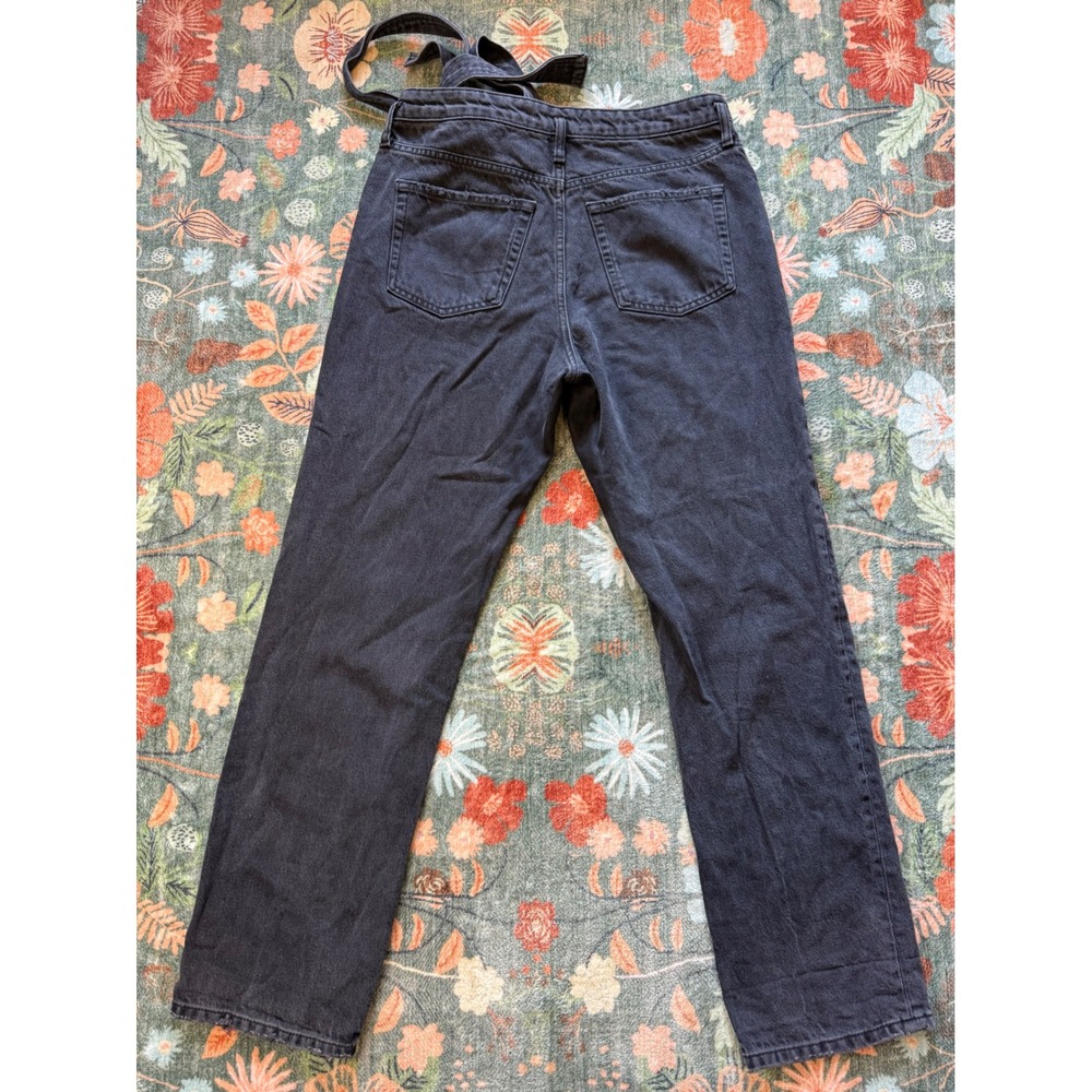 Zara Women High Waisted Straight Leg Jeans Faded Black Tie Waist Size 8 - Picture 4 of 4